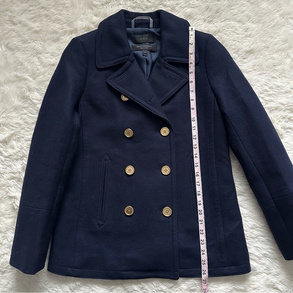 J. Crew Jacket The 2008 Andover Peacoat Italian Wool Gold Buttons Navy 6 - Picture 11 of 13